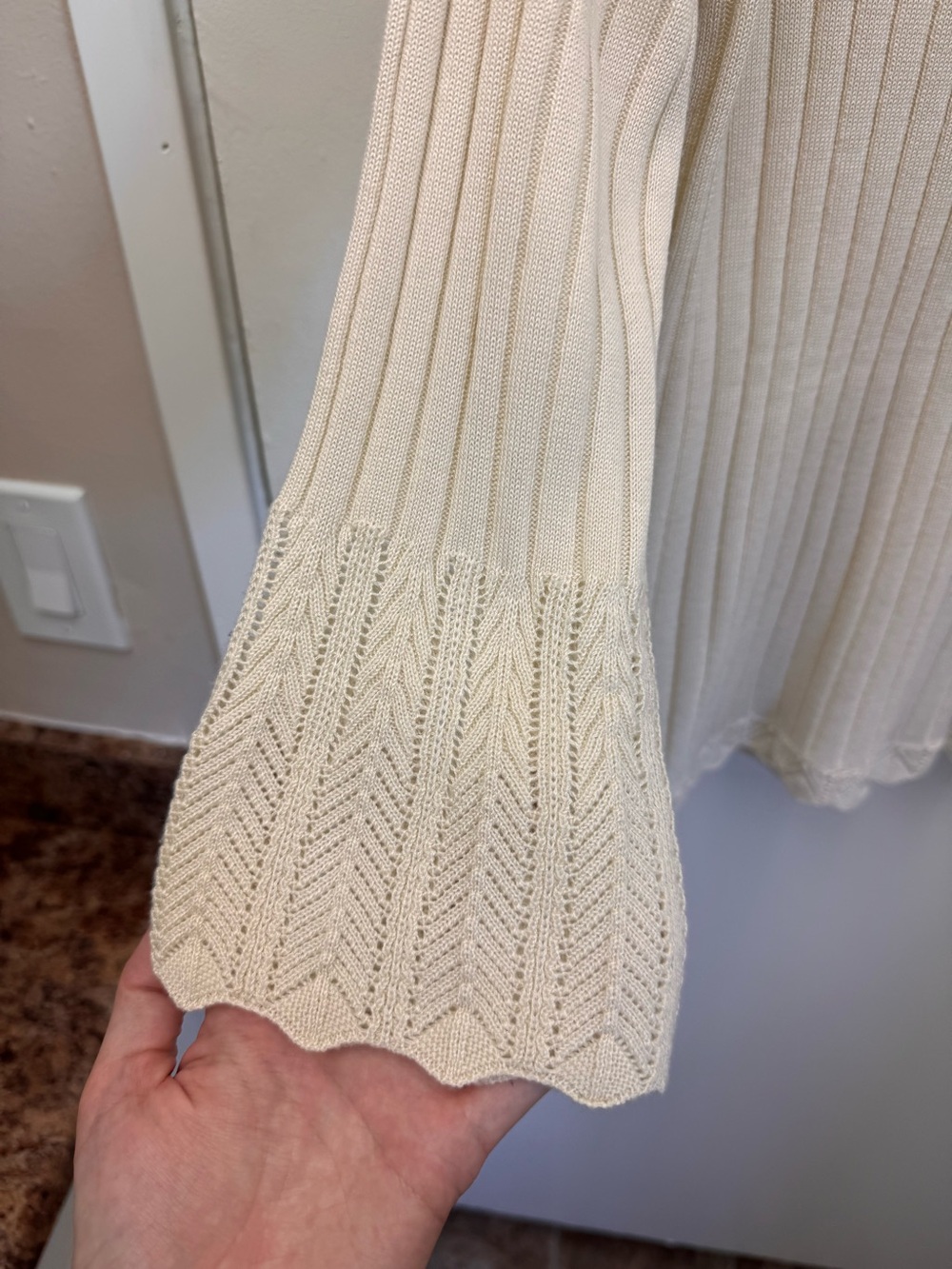 Cream Ribbed Button-Front Cardigan - Picture 7 of 7